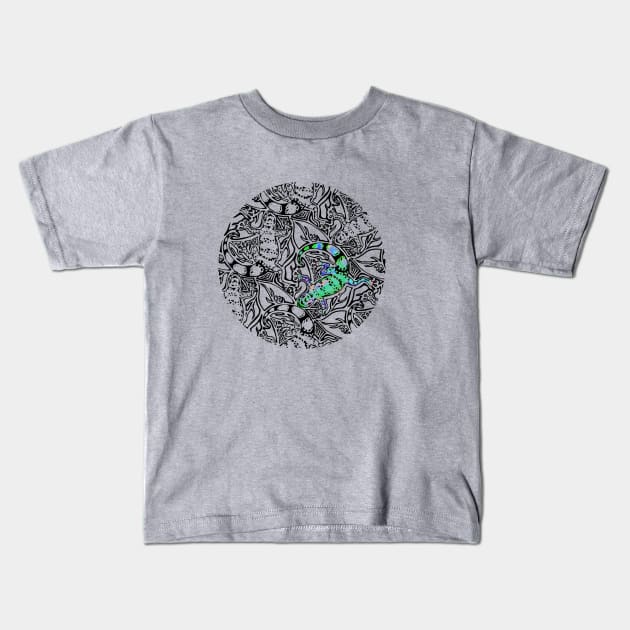 Lizard Tessellation Green Kids T-Shirt by artfulfreddy